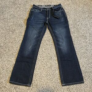 CJ Black Men's Jeans Size 31x32 Low Rise Boot Logo On The Back Heavy Stitch